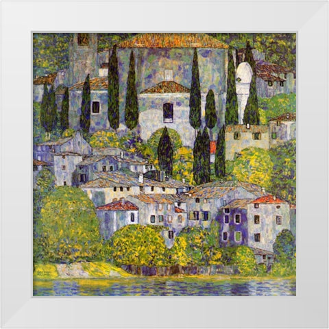 Church At Cassone Sul Garda White Modern Wood Framed Art Print by Klimt, Gustav