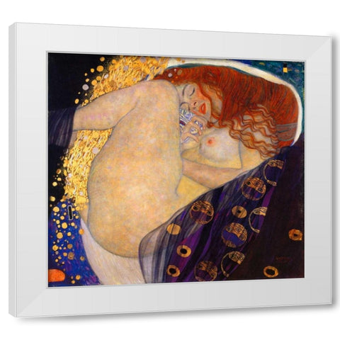 Danae 1908 White Modern Wood Framed Art Print by Klimt, Gustav