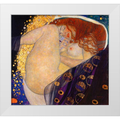 Danae 1908 White Modern Wood Framed Art Print by Klimt, Gustav