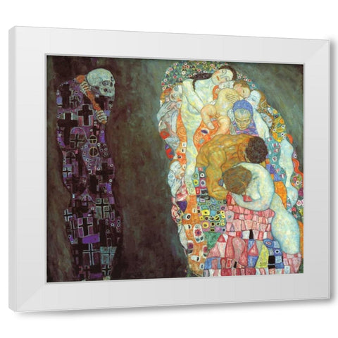 Death And Life White Modern Wood Framed Art Print by Klimt, Gustav