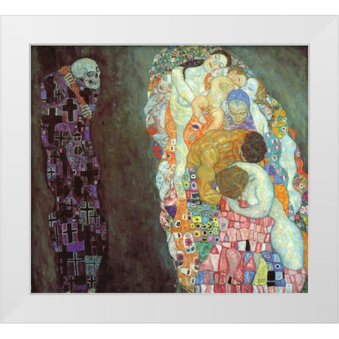 Death And Life White Modern Wood Framed Art Print by Klimt, Gustav