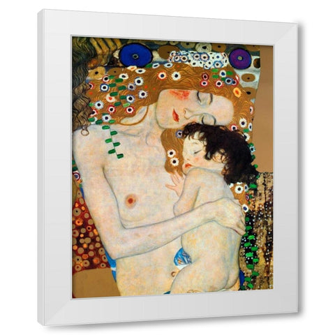 Die Drei Lebensalter White Modern Wood Framed Art Print by Klimt, Gustav