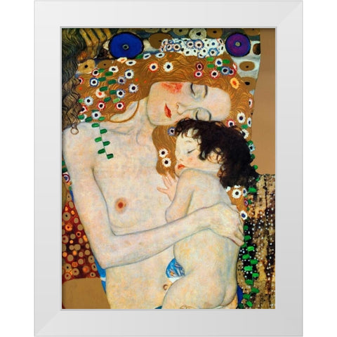 Die Drei Lebensalter White Modern Wood Framed Art Print by Klimt, Gustav