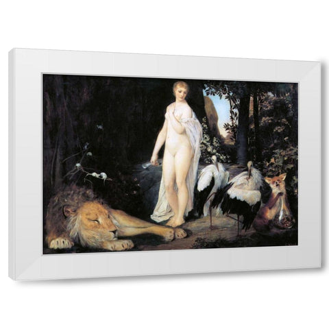 Fable 1883 White Modern Wood Framed Art Print by Klimt, Gustav