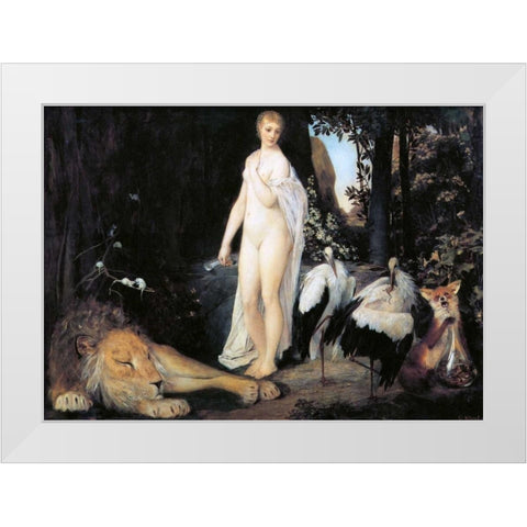 Fable 1883 White Modern Wood Framed Art Print by Klimt, Gustav