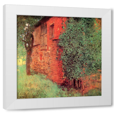 Farmhouse At Kammer White Modern Wood Framed Art Print by Klimt, Gustav