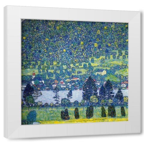 Forest Slope In Unterach On The Attersee 1917 White Modern Wood Framed Art Print by Klimt, Gustav