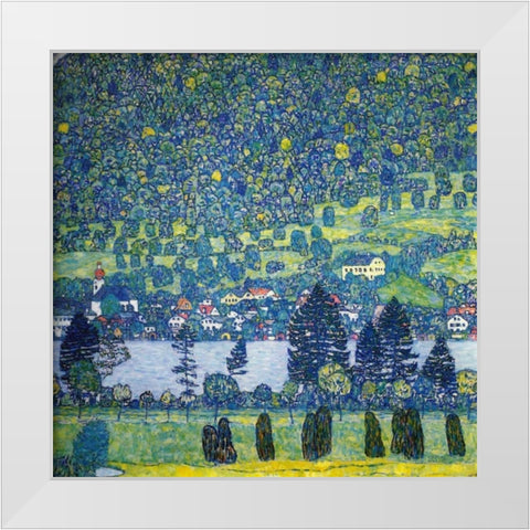 Forest Slope In Unterach On The Attersee 1917 White Modern Wood Framed Art Print by Klimt, Gustav