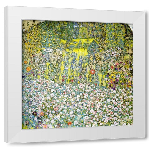 Garden Landscape With Hilltop 1916 White Modern Wood Framed Art Print by Klimt, Gustav