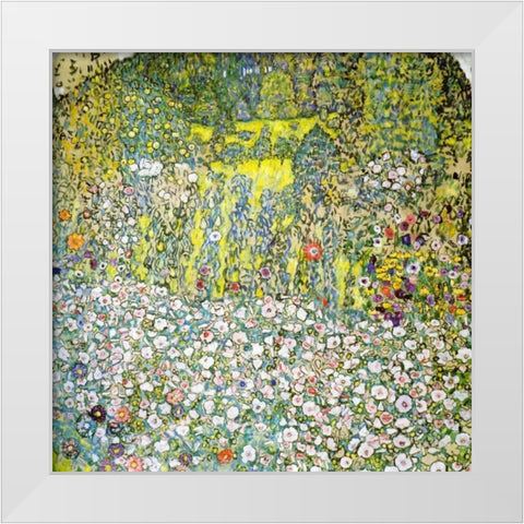 Garden Landscape With Hilltop 1916 White Modern Wood Framed Art Print by Klimt, Gustav