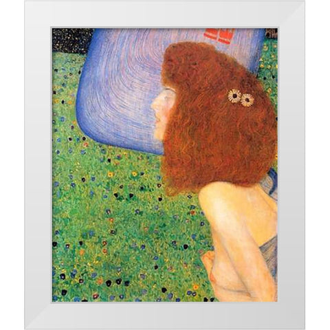 Girl With Blue Veil 1903 White Modern Wood Framed Art Print by Klimt, Gustav