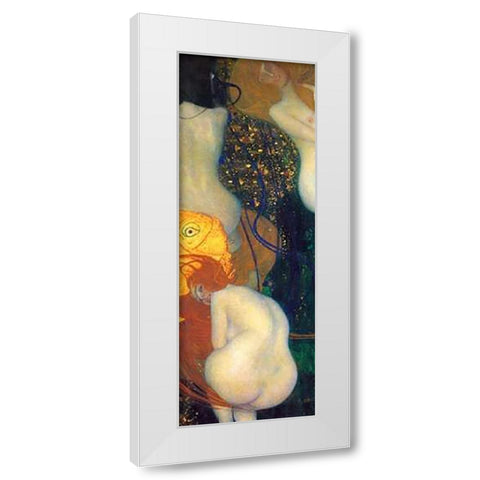 Goldfish White Modern Wood Framed Art Print by Klimt, Gustav