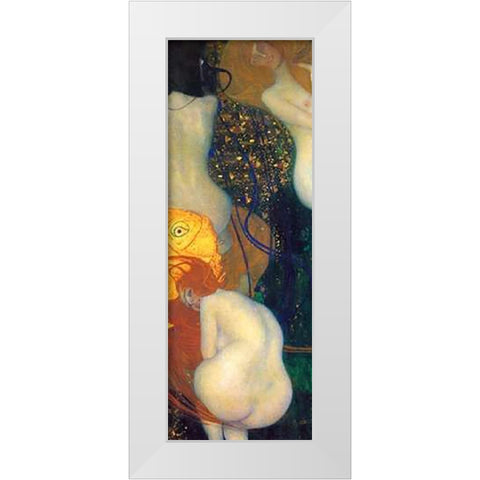 Goldfish White Modern Wood Framed Art Print by Klimt, Gustav