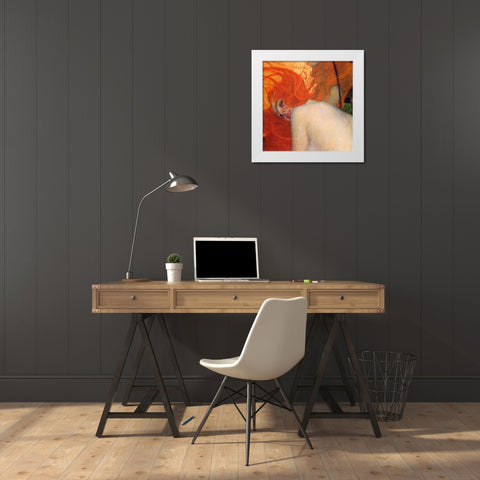 Goldfish (detail) 1902 White Modern Wood Framed Art Print by Klimt, Gustav