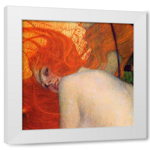 Goldfish (detail) 1902 White Modern Wood Framed Art Print by Klimt, Gustav