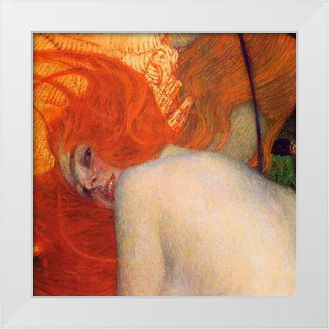 Goldfish (detail) 1902 White Modern Wood Framed Art Print by Klimt, Gustav