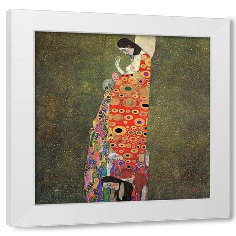 Hope II 1908 White Modern Wood Framed Art Print by Klimt, Gustav