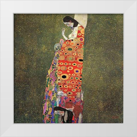 Hope II 1908 White Modern Wood Framed Art Print by Klimt, Gustav