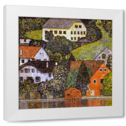 Houses In Unterach On Lake Atter 1916 White Modern Wood Framed Art Print by Klimt, Gustav