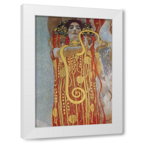 Hygeia White Modern Wood Framed Art Print by Klimt, Gustav