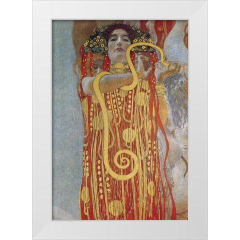 Hygeia White Modern Wood Framed Art Print by Klimt, Gustav