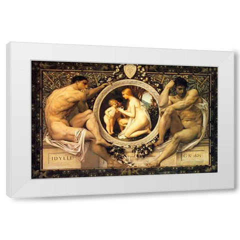 Idyll 1884 White Modern Wood Framed Art Print by Klimt, Gustav