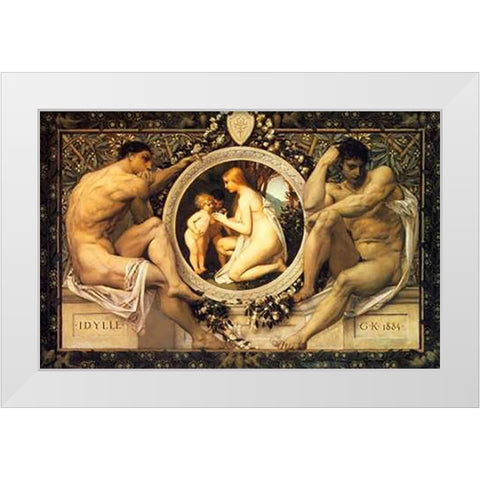 Idyll 1884 White Modern Wood Framed Art Print by Klimt, Gustav