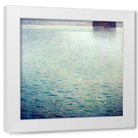 Island In Lake Atter White Modern Wood Framed Art Print by Klimt, Gustav