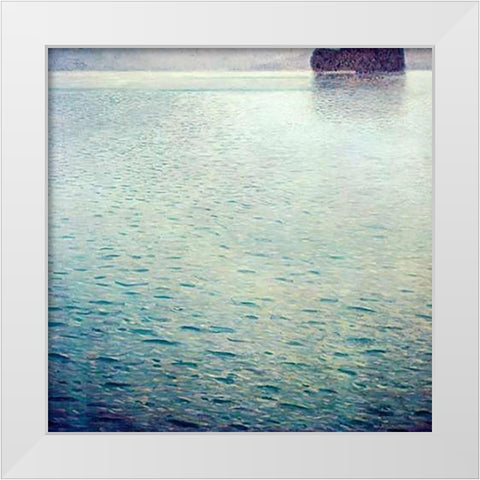 Island In Lake Atter White Modern Wood Framed Art Print by Klimt, Gustav