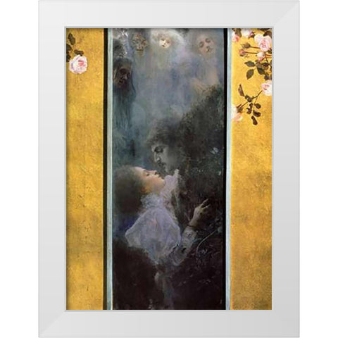 Love 1895 White Modern Wood Framed Art Print by Klimt, Gustav