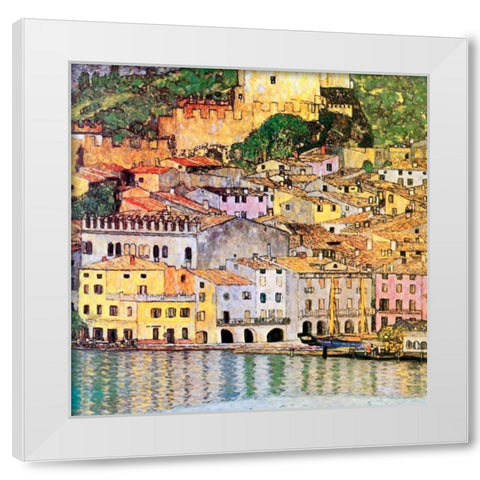 Malcesine On Lake Garda 1913 White Modern Wood Framed Art Print by Klimt, Gustav
