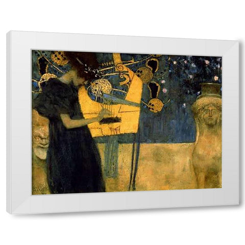 Music I White Modern Wood Framed Art Print by Klimt, Gustav