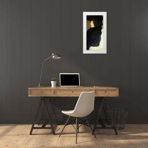 Pale Face White Modern Wood Framed Art Print by Klimt, Gustav
