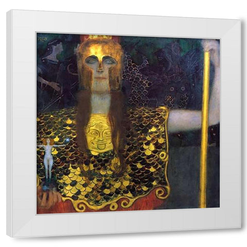 Pallas Athena 1898 White Modern Wood Framed Art Print by Klimt, Gustav
