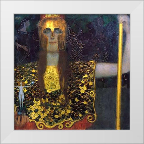 Pallas Athena 1898 White Modern Wood Framed Art Print by Klimt, Gustav