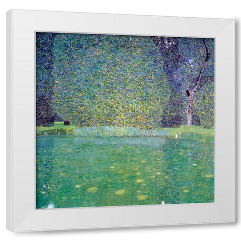 Pond At Schloss Kammer On The Attersee 1910 White Modern Wood Framed Art Print by Klimt, Gustav