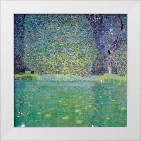 Pond At Schloss Kammer On The Attersee 1910 White Modern Wood Framed Art Print by Klimt, Gustav
