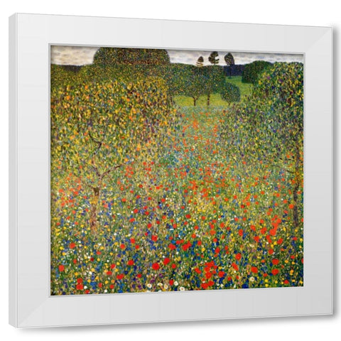 Poppy Field 1907 White Modern Wood Framed Art Print by Klimt, Gustav