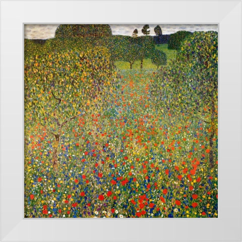 Poppy Field 1907 White Modern Wood Framed Art Print by Klimt, Gustav