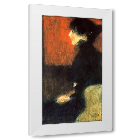 Portrait Of A Lady 1898 White Modern Wood Framed Art Print by Klimt, Gustav