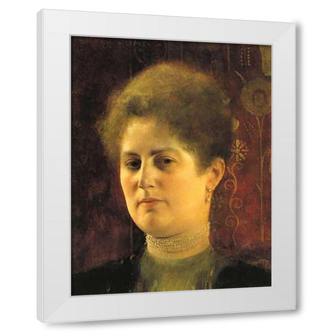 Portrait Of A Woman c. 1894 White Modern Wood Framed Art Print by Klimt, Gustav