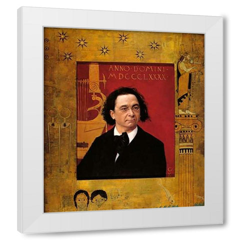 Portrait Of Josef Pembauer 1890 White Modern Wood Framed Art Print by Klimt, Gustav
