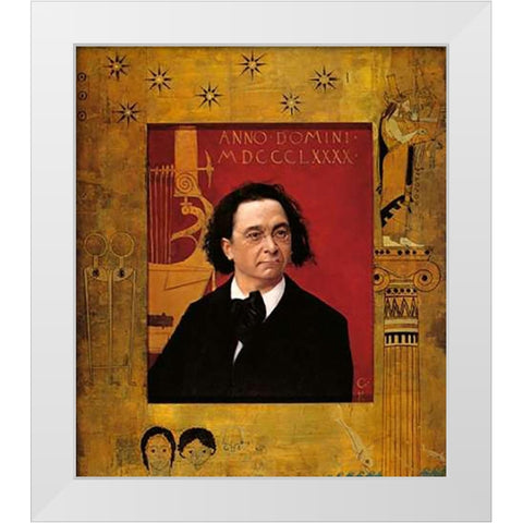 Portrait Of Josef Pembauer 1890 White Modern Wood Framed Art Print by Klimt, Gustav