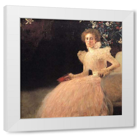 Portrait Of Sonja Knips 1898 White Modern Wood Framed Art Print by Klimt, Gustav