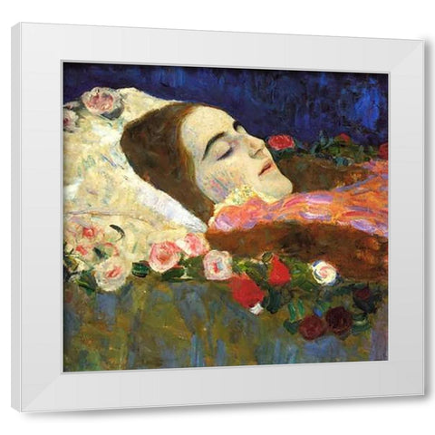 Ria Munk On Her Deatbed 1912 White Modern Wood Framed Art Print by Klimt, Gustav