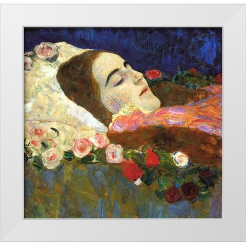 Ria Munk On Her Deatbed 1912 White Modern Wood Framed Art Print by Klimt, Gustav