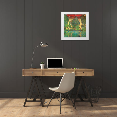 Schloss Kammer On Attersee White Modern Wood Framed Art Print by Klimt, Gustav