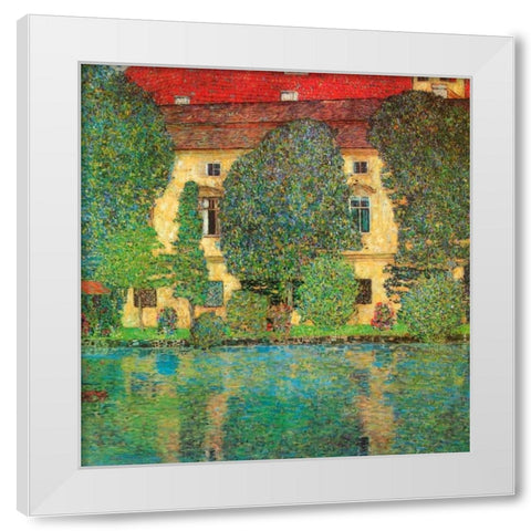 Schloss Kammer On Attersee White Modern Wood Framed Art Print by Klimt, Gustav
