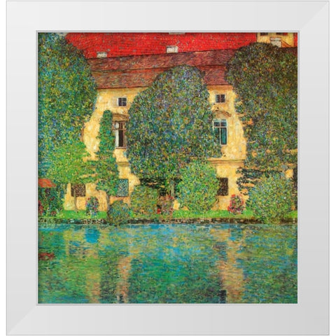 Schloss Kammer On Attersee White Modern Wood Framed Art Print by Klimt, Gustav