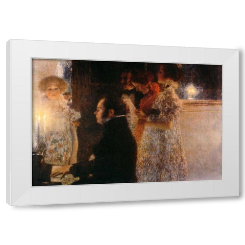 Schubert At The Piano 1899 White Modern Wood Framed Art Print by Klimt, Gustav